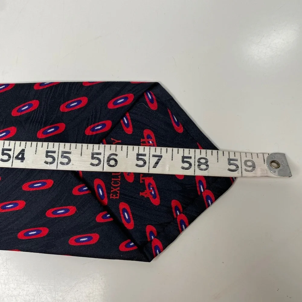 A Taghi Mens Silk Tie Geometric Oval Pattern Black Red Blue Hand‎ Made in Italy